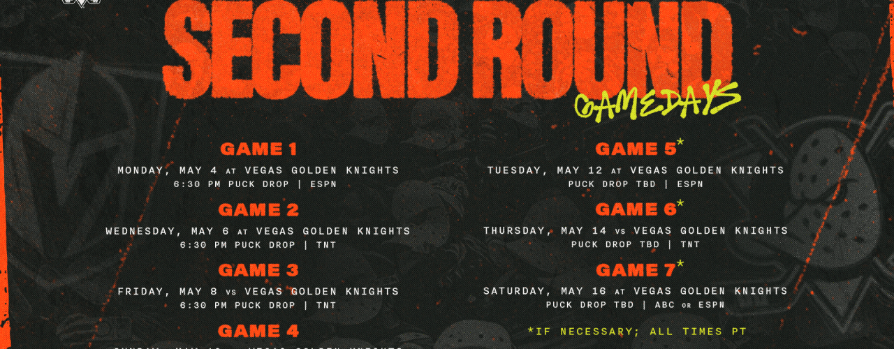 Ducks vs Golden Knights: Second Round Schedule Released